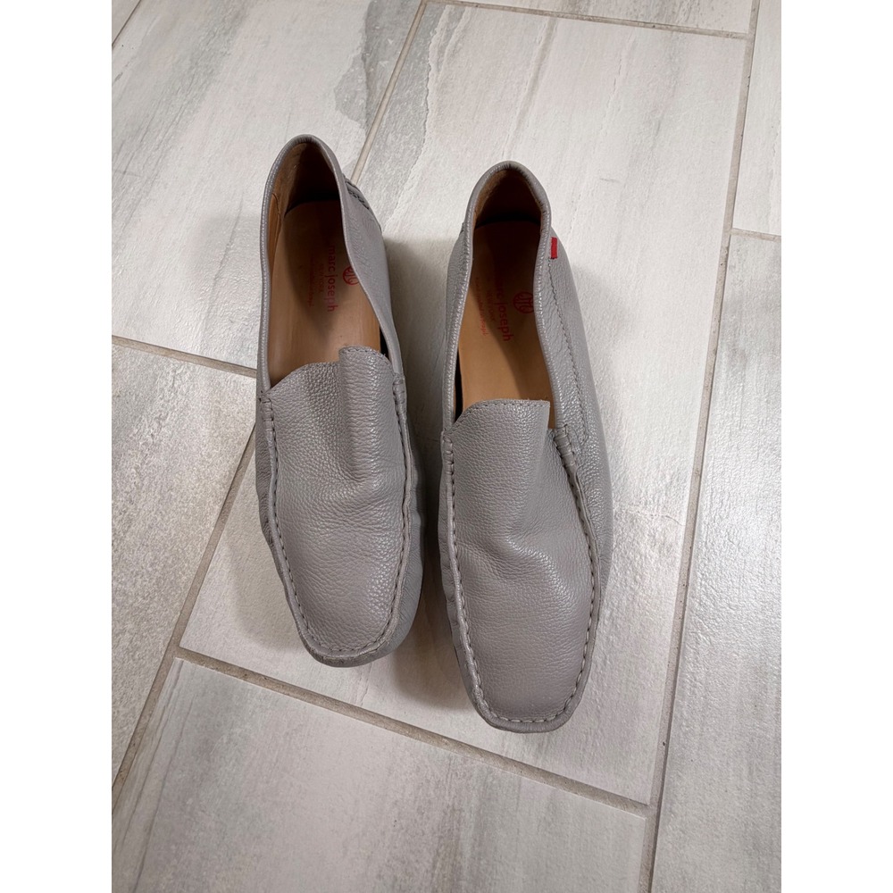 Marc Joseph New York Broadway Mens Grey Pebble Leather Driving Loafers 13